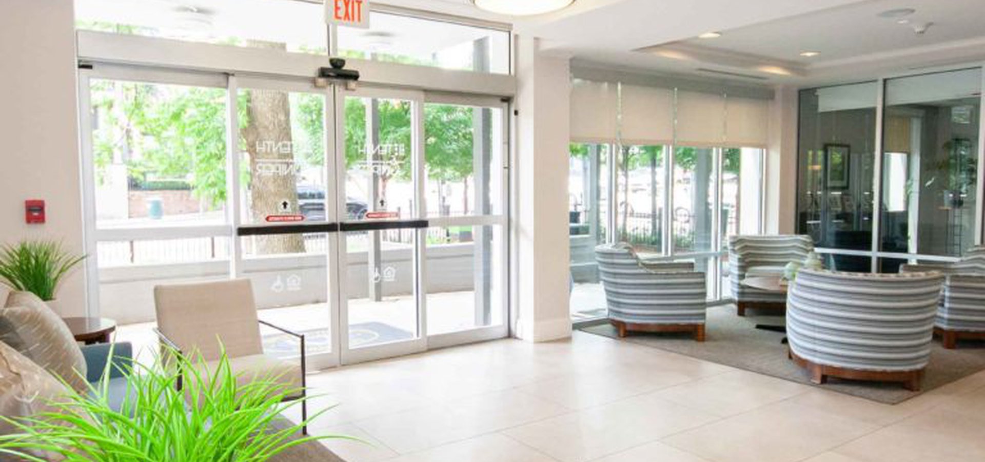 Lobby entrance of 10th and Juniper Apartments